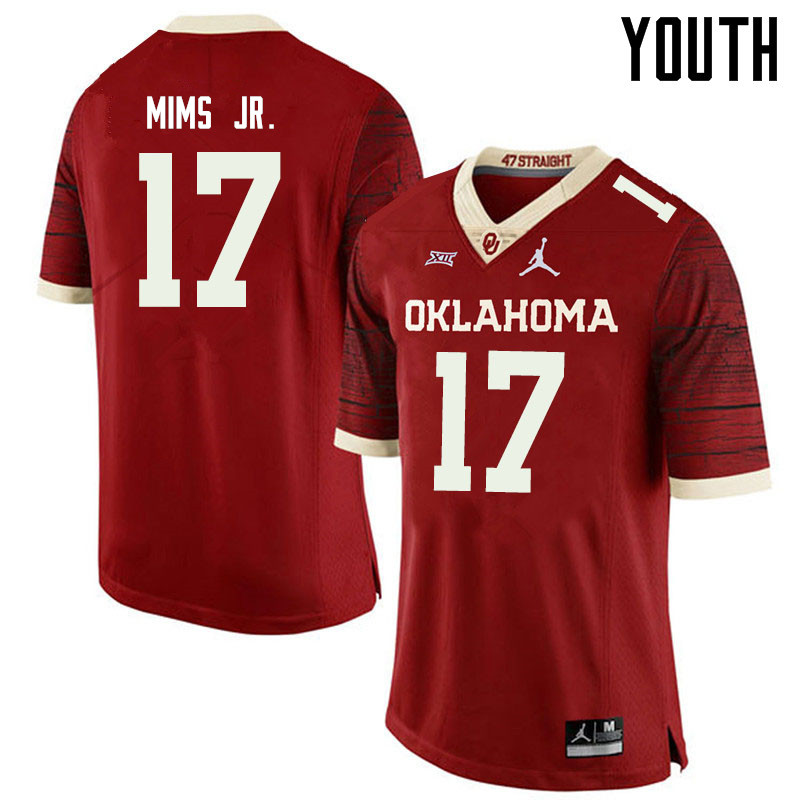 Jordan Brand Youth #17 Marvin Mims Oklahoma Sooners College Football Jerseys Sale-Retro - Click Image to Close